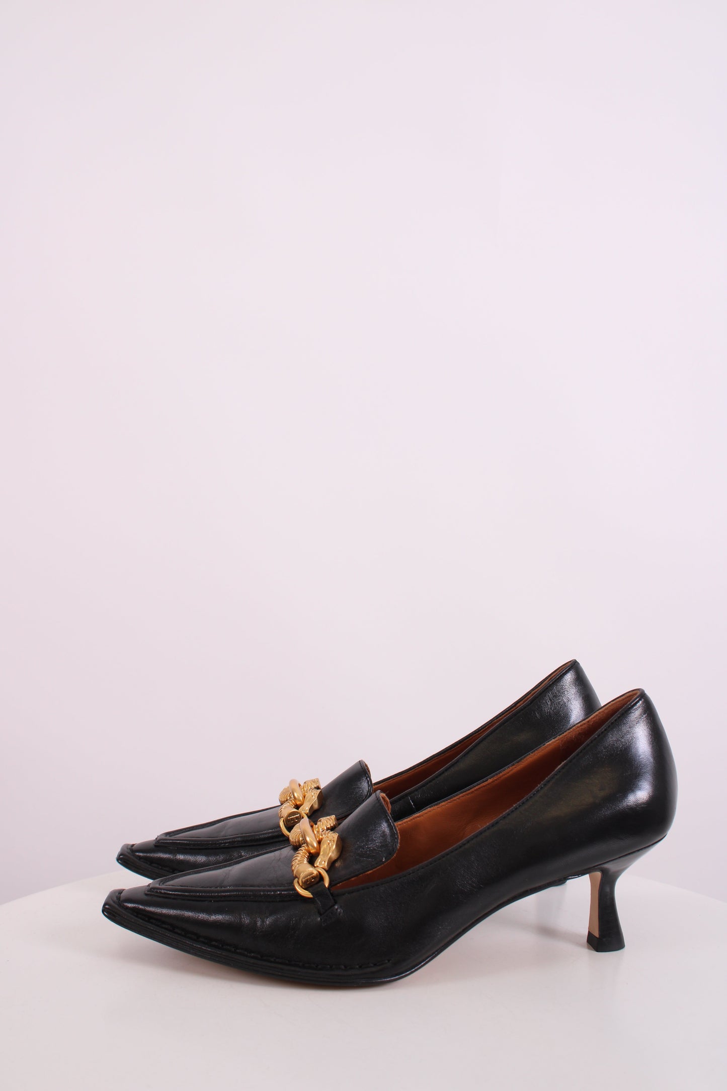 Tory Burch Chain Detail Heels Black 5 | O/S, Black