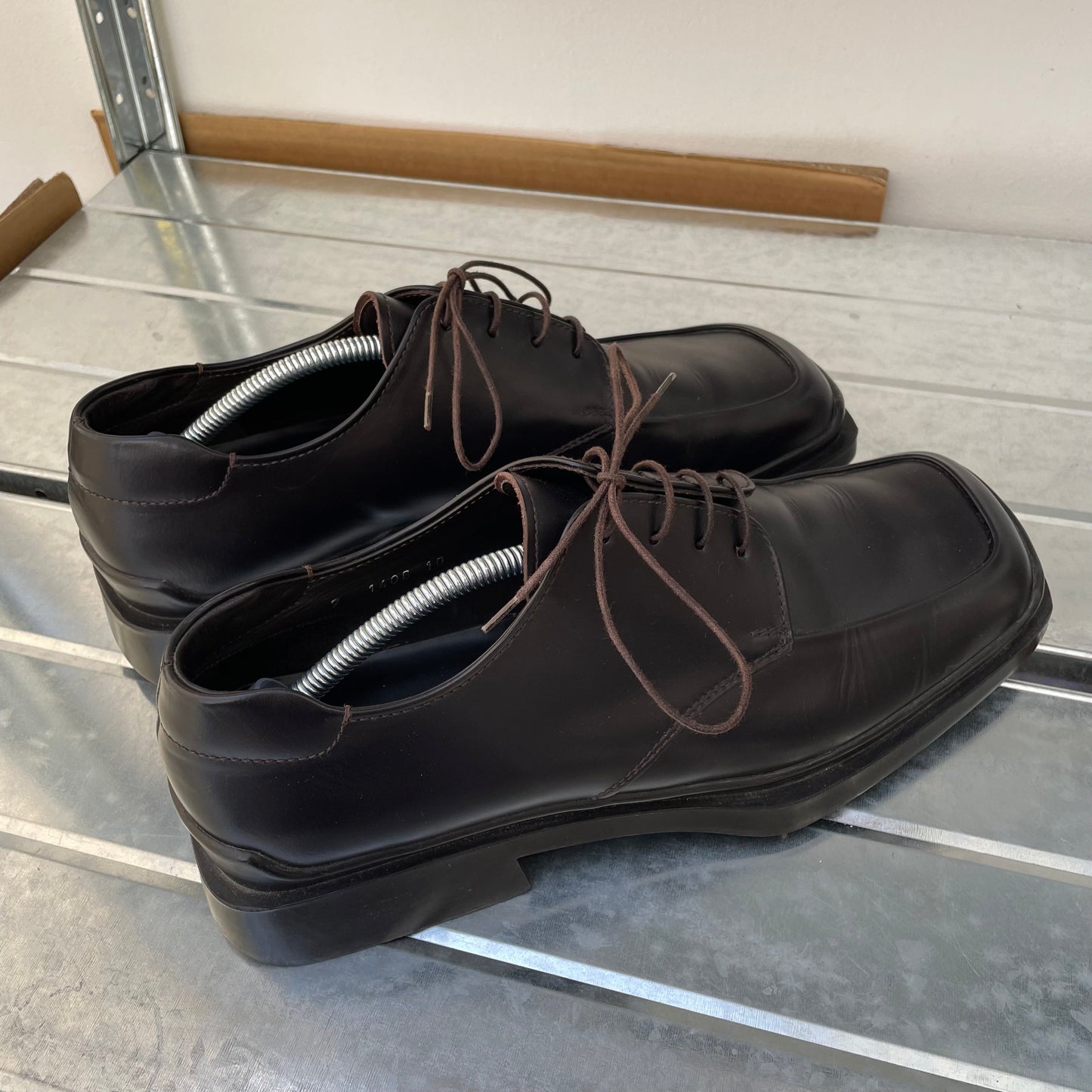 Prada Black FW99 Leather Square Toe Oxford Shoes | LARGE, Black