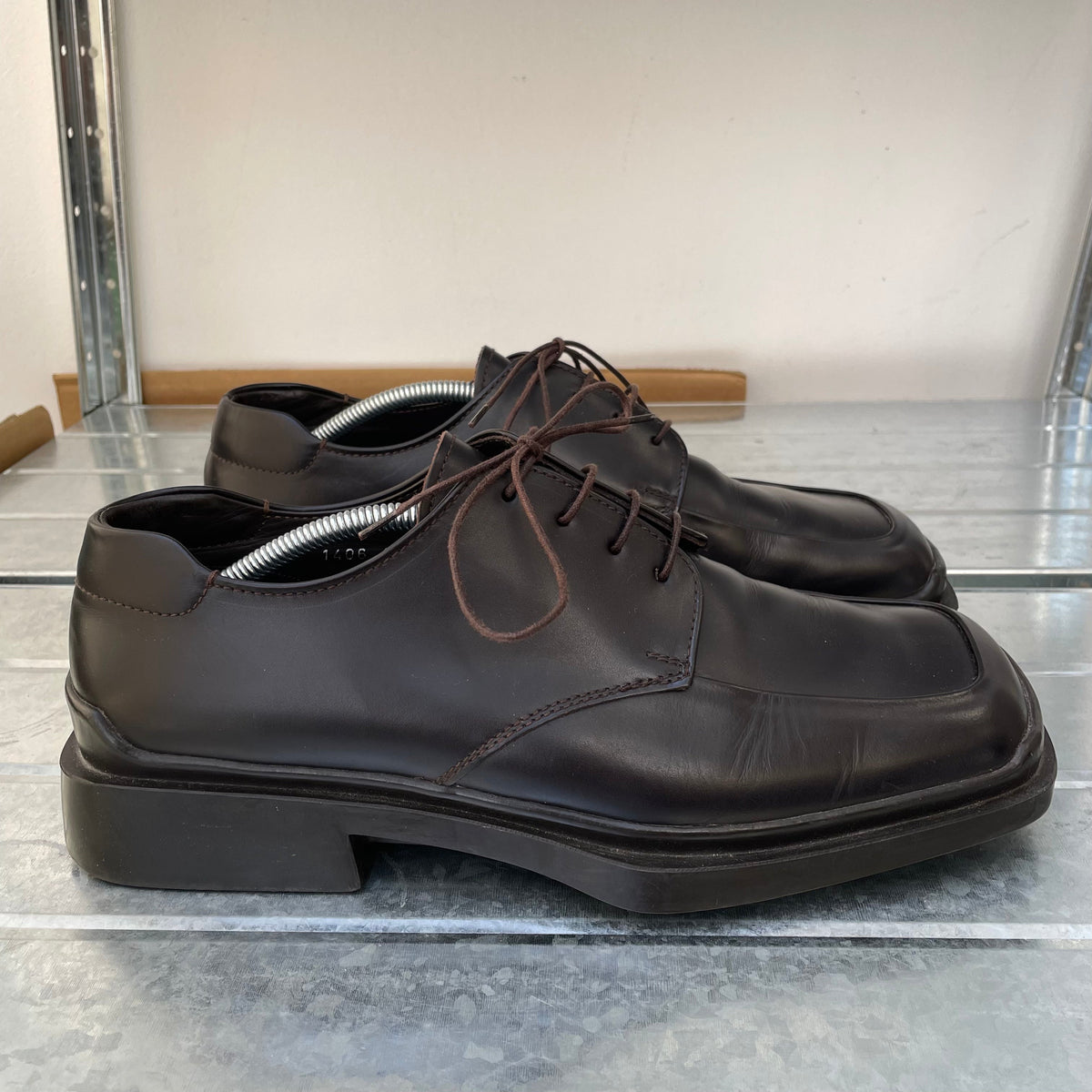 Prada Black FW99 Leather Square Toe Oxford Shoes | LARGE, Black