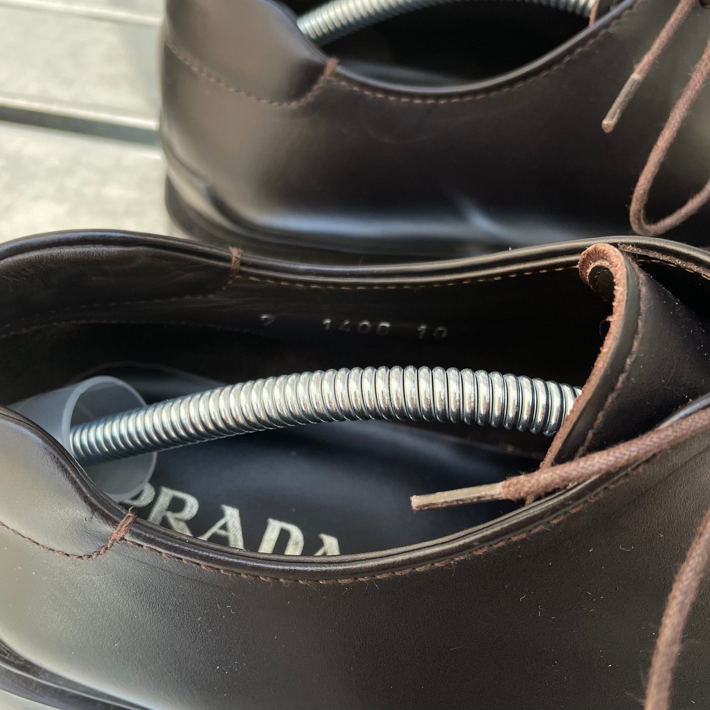 Prada Black FW99 Leather Square Toe Oxford Shoes | LARGE, Black