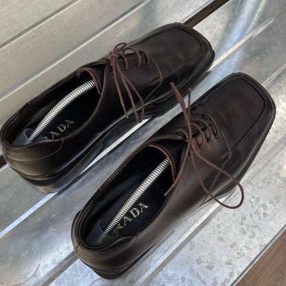 Prada Black FW99 Leather Square Toe Oxford Shoes | LARGE, Black