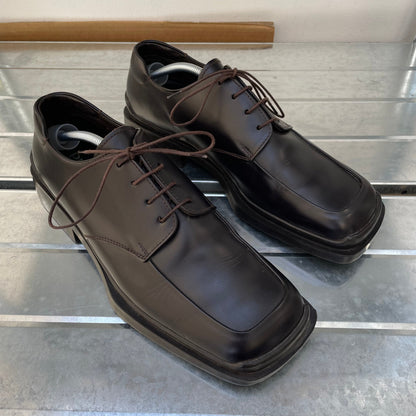 Prada Black FW99 Leather Square Toe Oxford Shoes | LARGE, Black