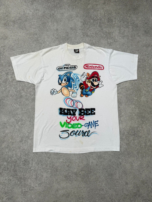 90s Sonic x Mario Spray Paint Single-stitch Tee