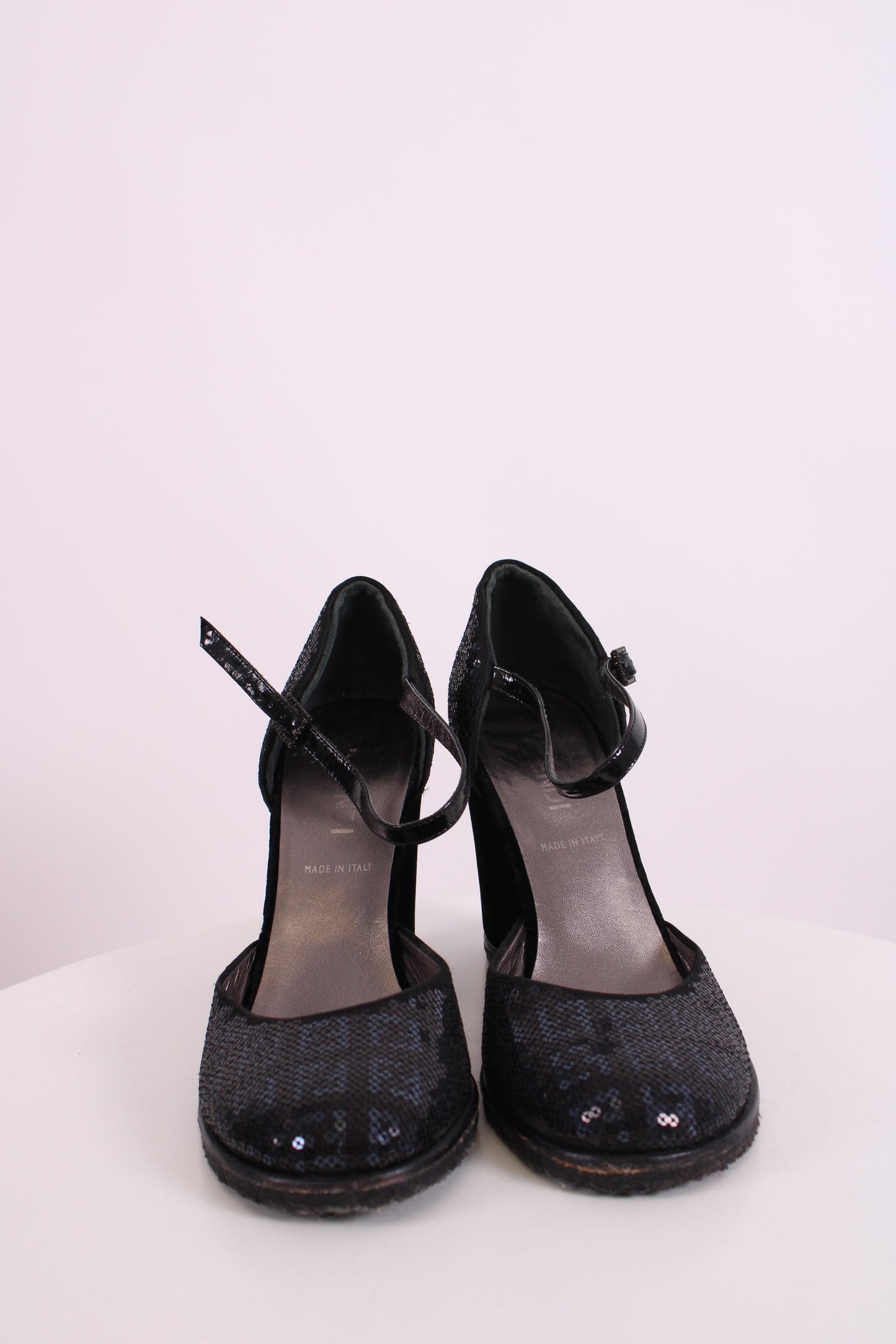 Fendi Sequin Velvet Logo Wedges Navy 36 | O/S, Navy
