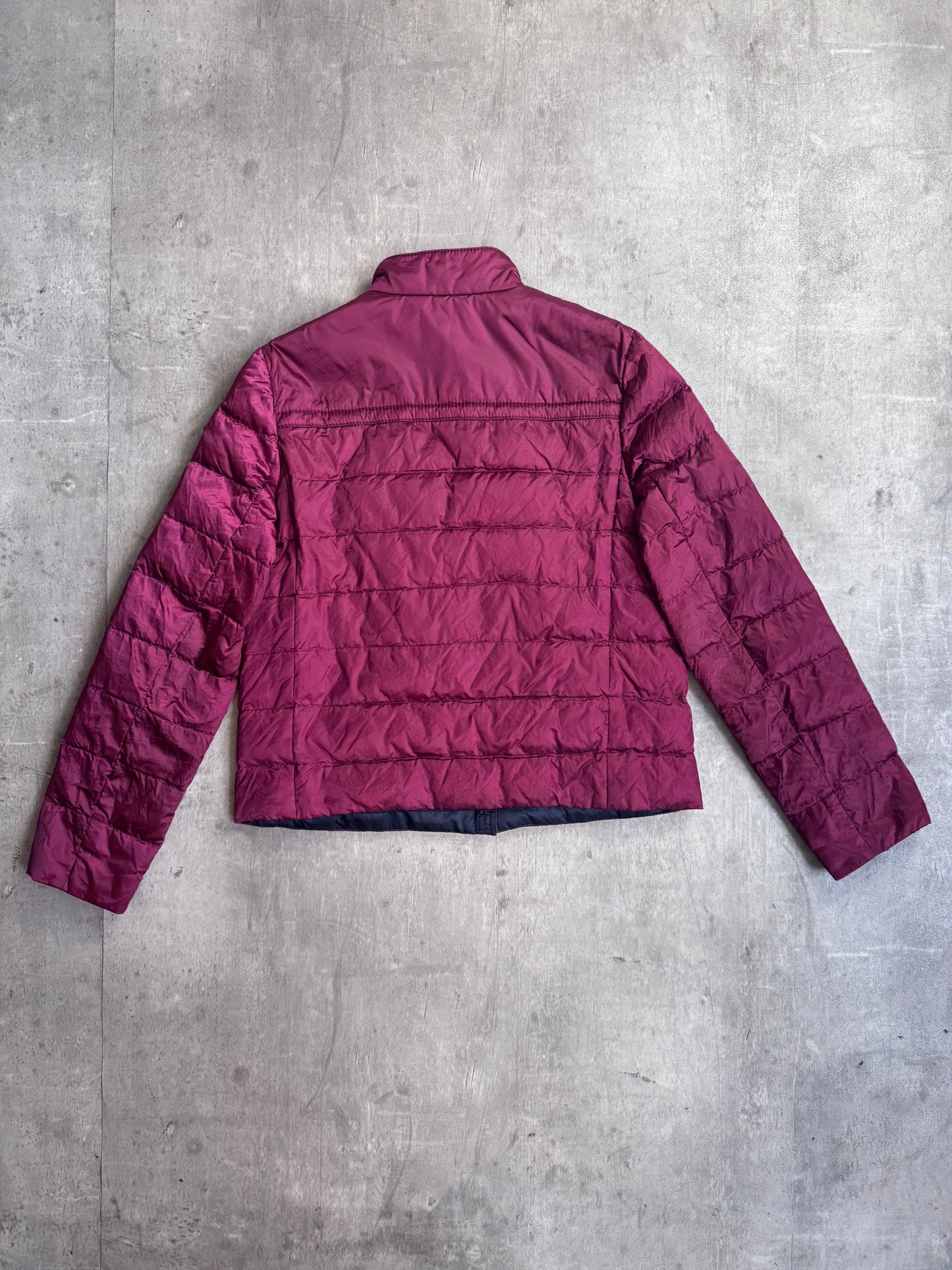 Prada Burgundy Quilted Down Feather Dual Zip Puffer Jacket