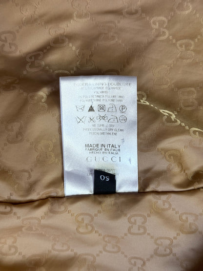 Gucci Signature Stripe Trim White Poly Bomber Jacket