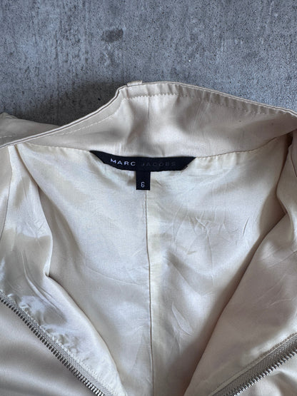 Marc Jacobs Ivory Satin Ribbon Ruched Sleeve Jacket (SOLD AS SEEN) | Small, Multicoloured