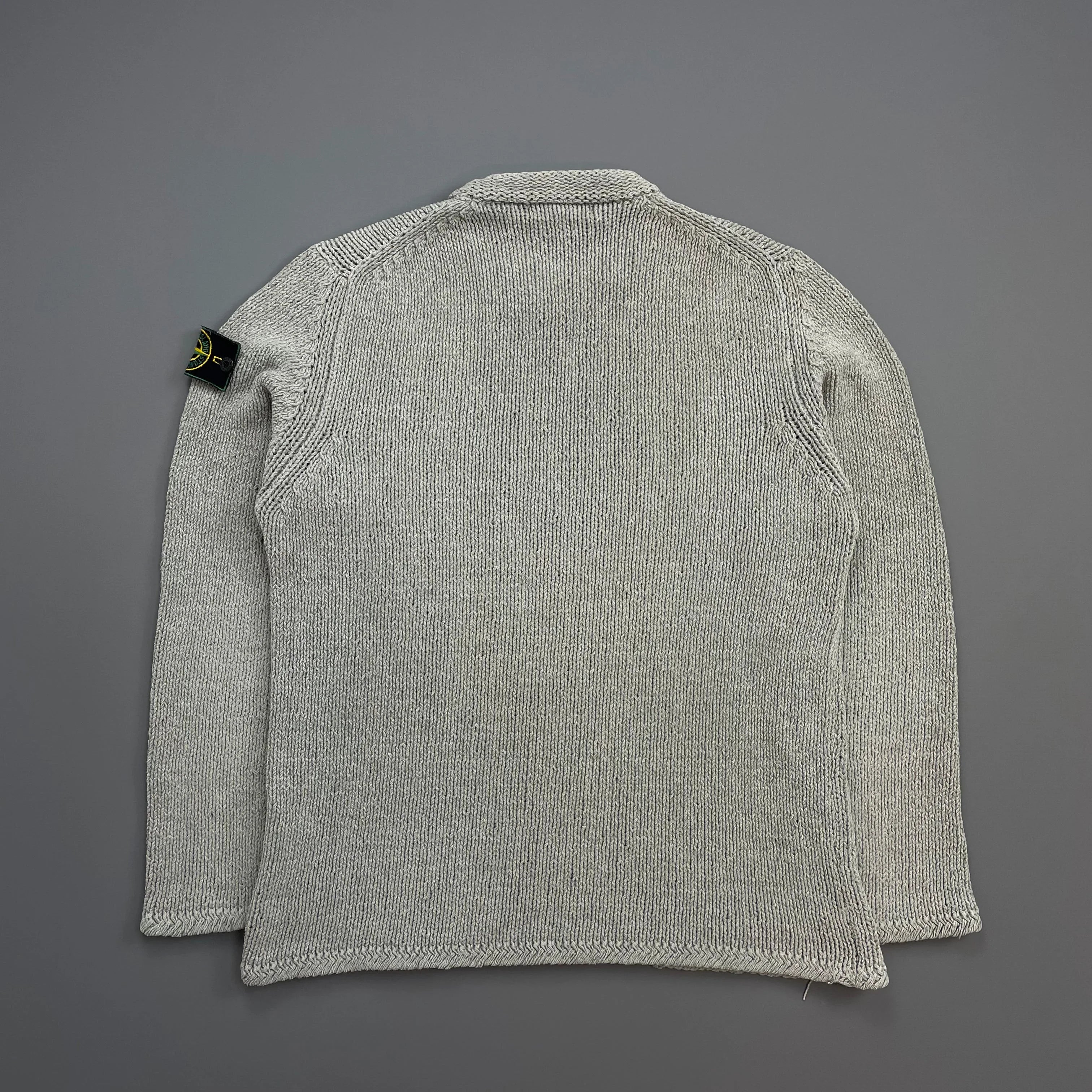 トップス stone  knit 98aw Stone Island Grey AW98 Chenille Crewneck Knit Green Edge Badge
