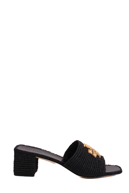 Tory Burch Eleanor Raffia Sandal Black 7 | O/S, Black