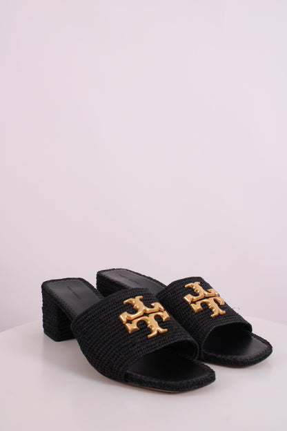 Tory Burch Eleanor Raffia Sandal Black 7 | O/S, Black