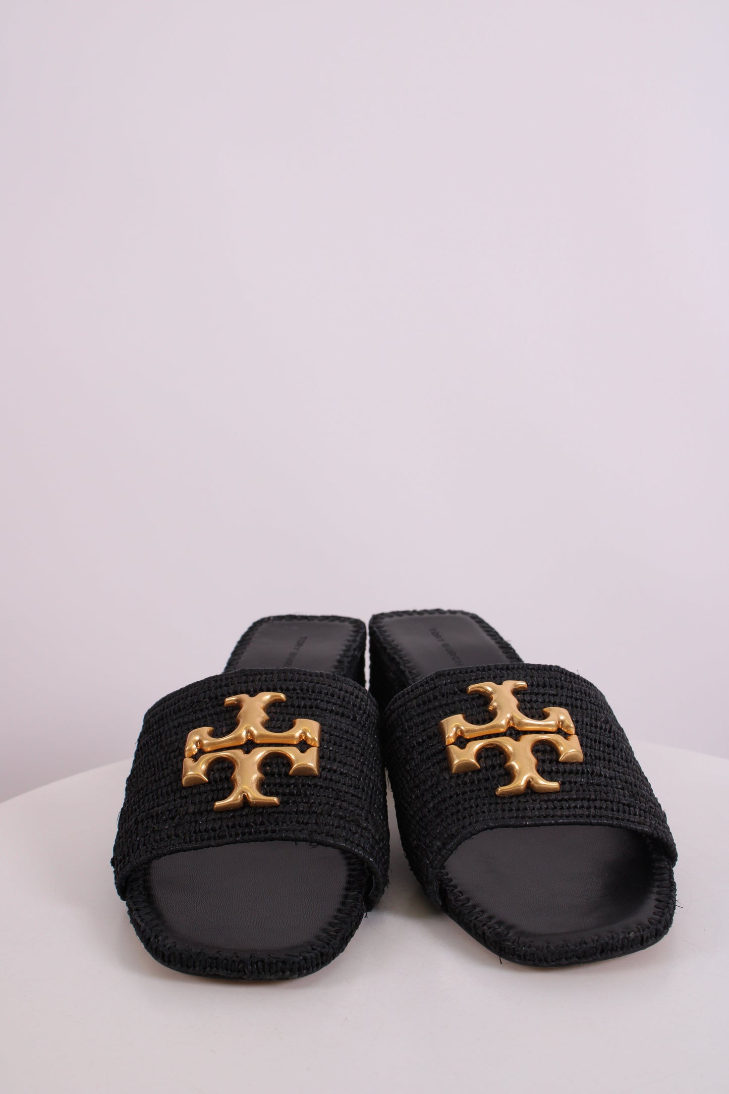 Tory Burch Eleanor Raffia Sandal Black 7 | O/S, Black