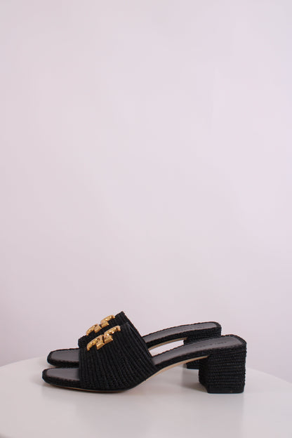 Tory Burch Eleanor Raffia Sandal Black 7 | O/S, Black