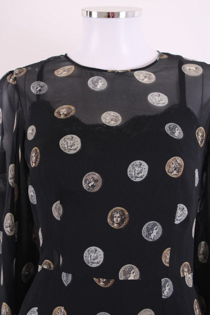Dolce & Gabbana S/S Coin Print Dress Black/ Gold IT 44 | Default Title, Black