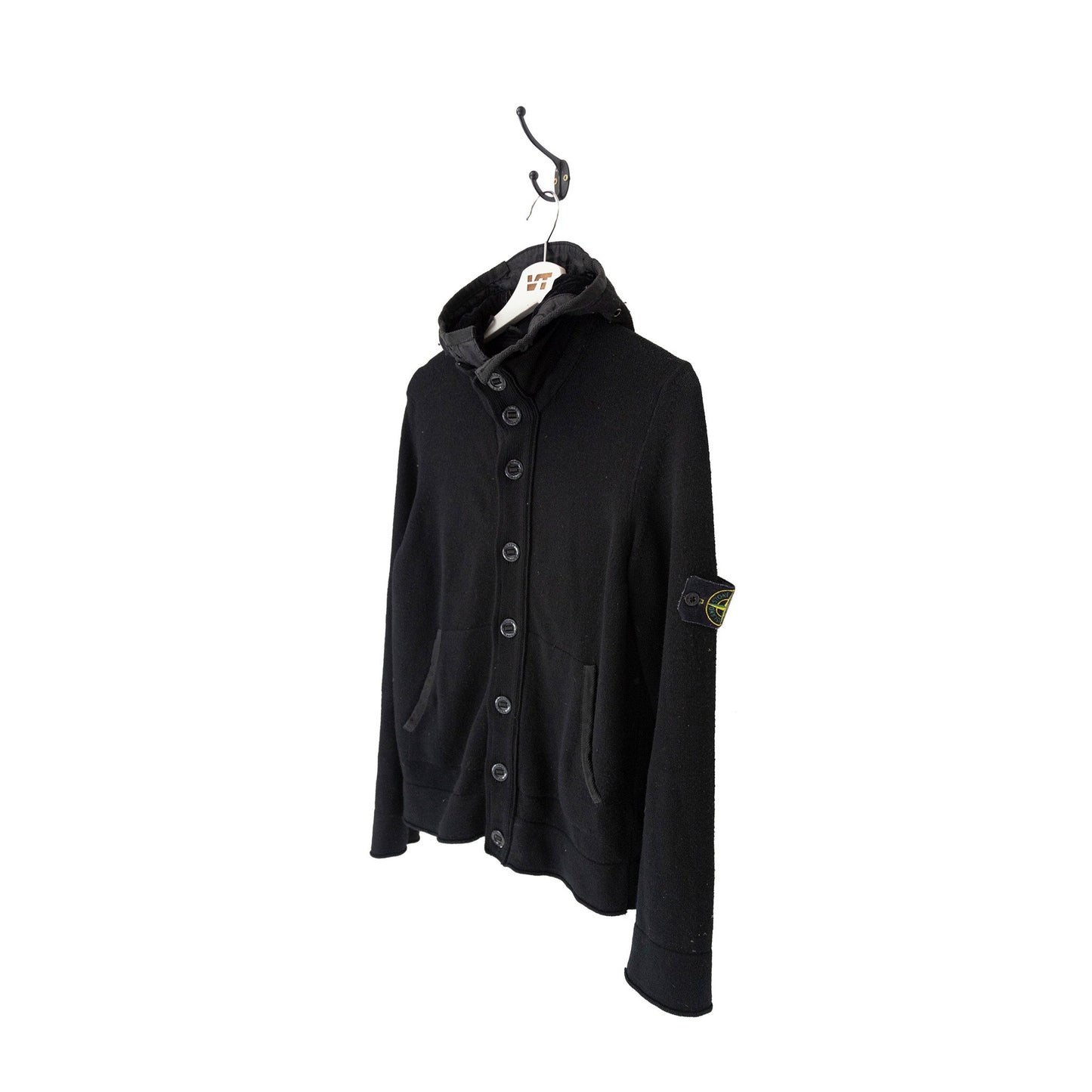 Stone Island A/W 2009 Black Hooded Button Knit Sweater