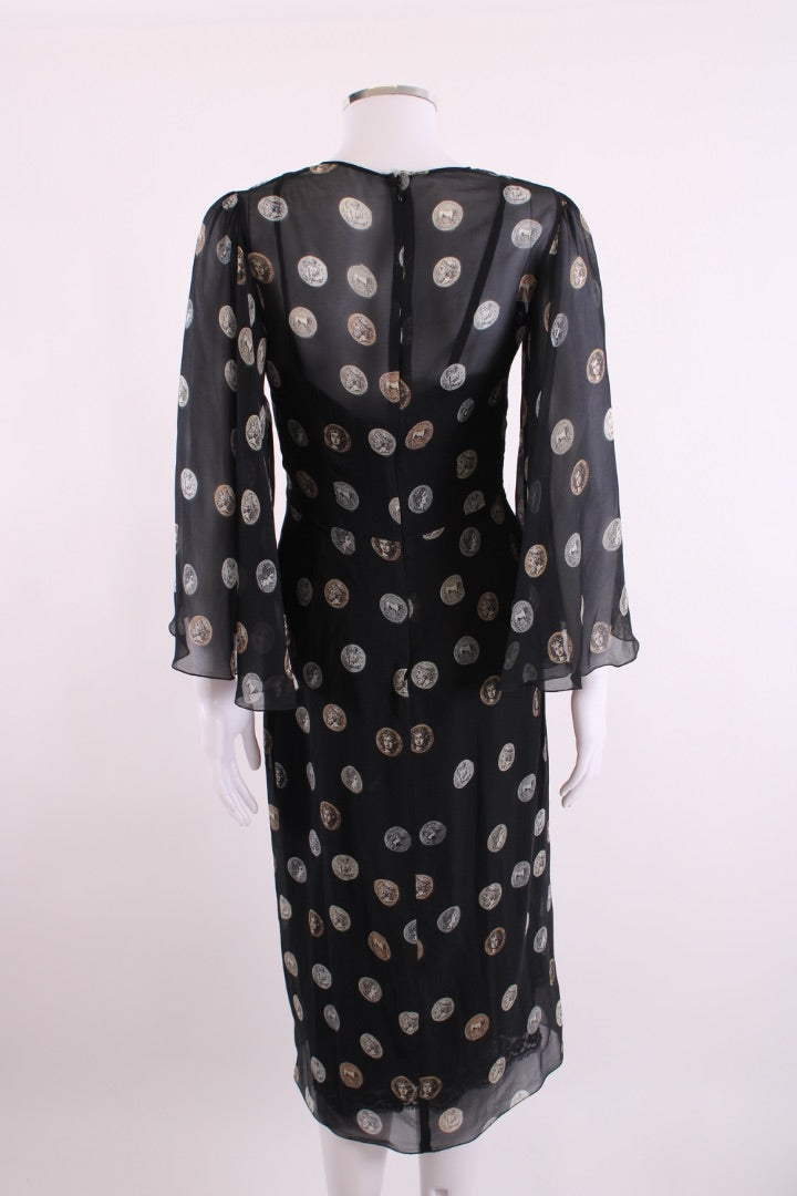 Dolce & Gabbana S/S Coin Print Dress Black/ Gold IT 44 | Default Title, Black