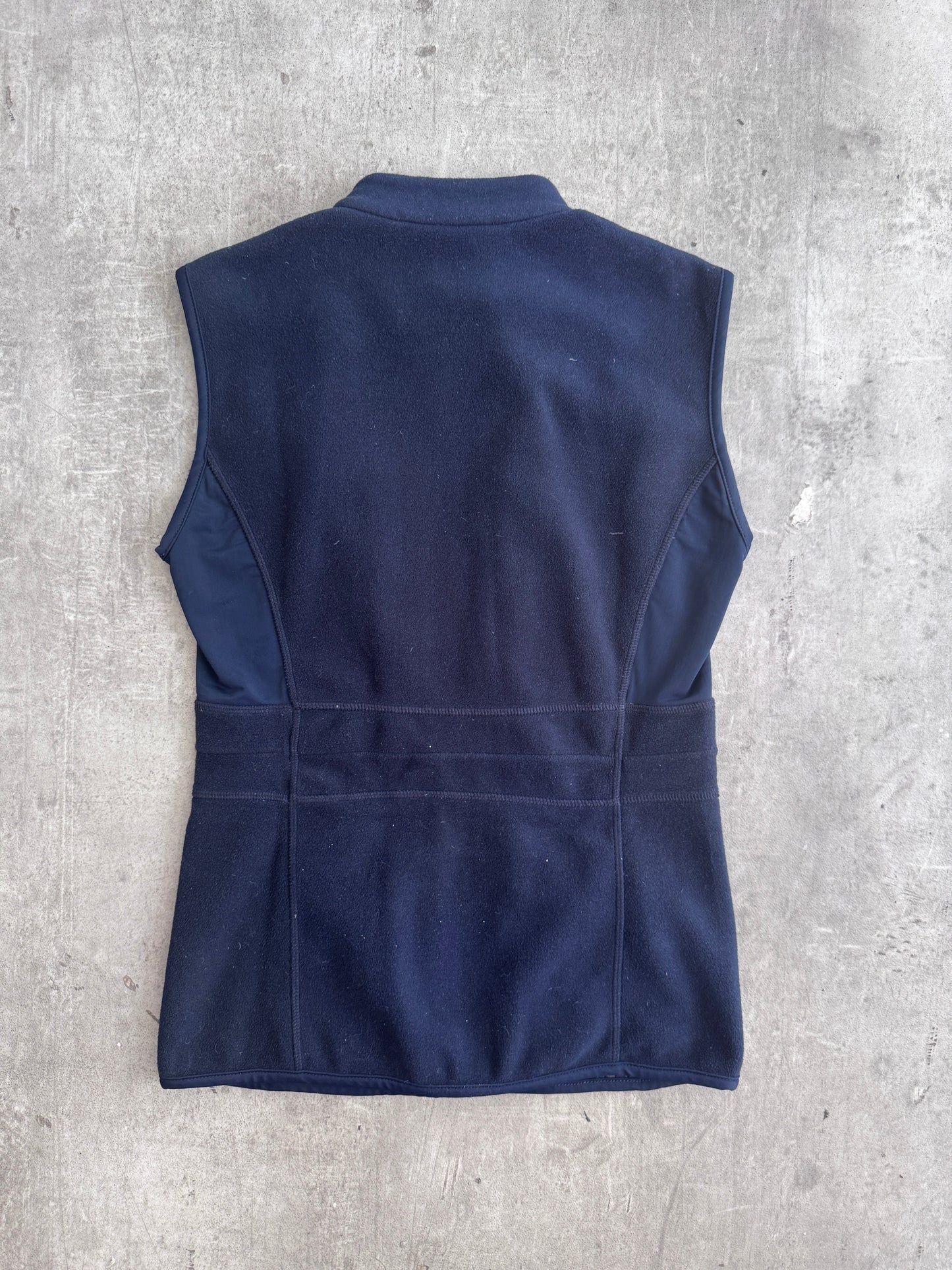 Prada Nylon Panel Tailored Navy Fleece Gilet | Small, Multicoloured