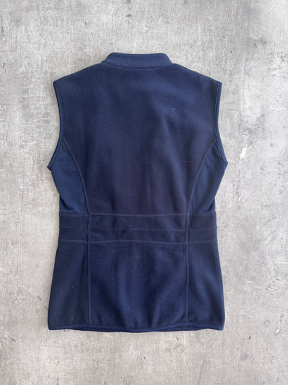 Prada Nylon Panel Tailored Navy Fleece Gilet | Small, Multicoloured
