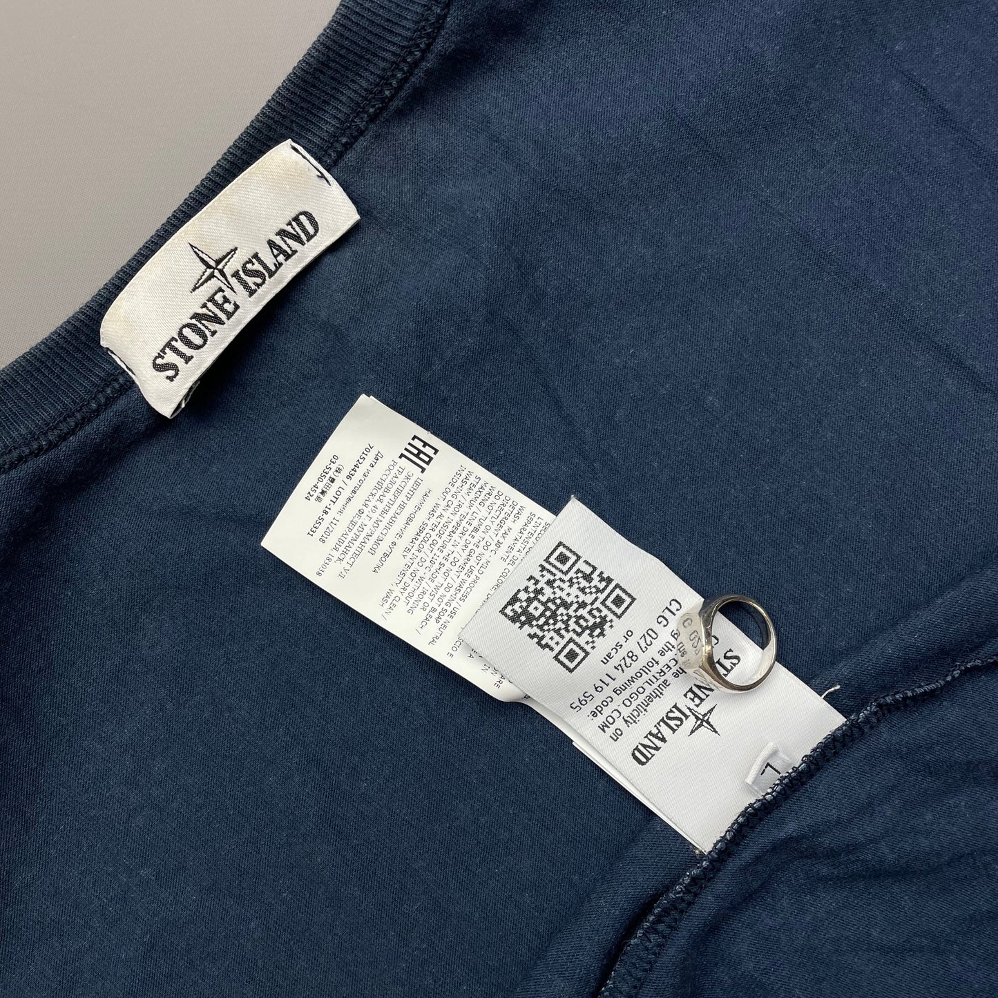 Stone Island Long Sleeve Contrast Blue Tee | Large, Blue
