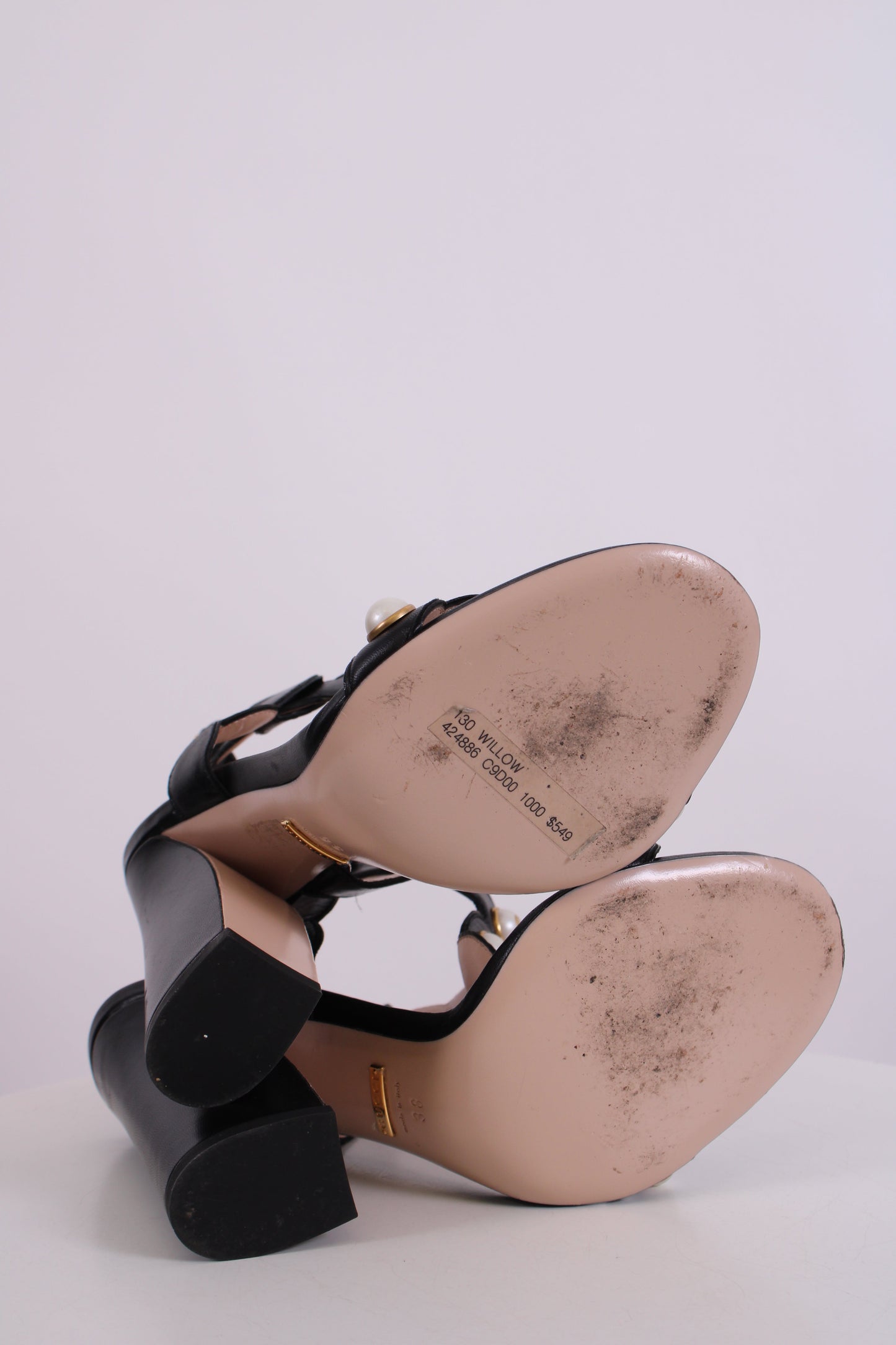 Gucci Faux Pearl Embellished Heels Black 38 | O/S, Black