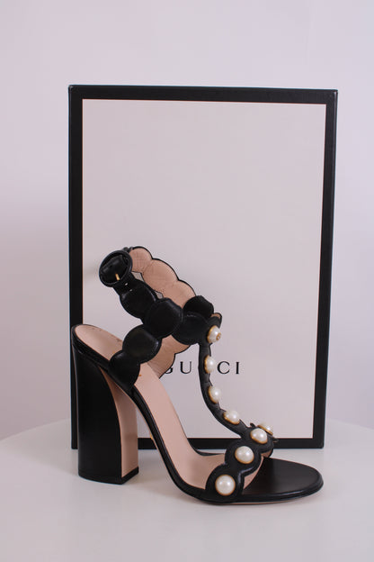 Gucci Faux Pearl Embellished Heels Black 38 | O/S, Black