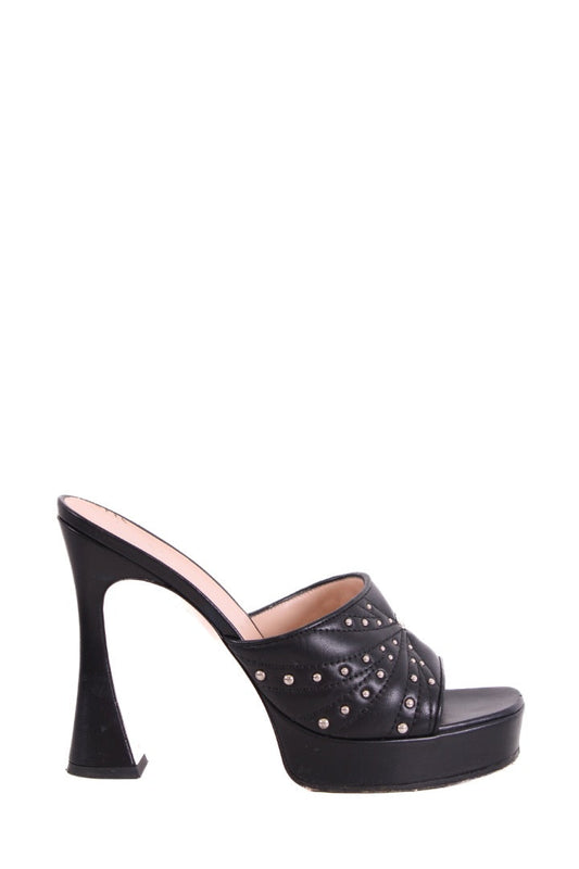 Gucci GG Studded Mule Heels Black 39 | DEFAULT TITLE, Black