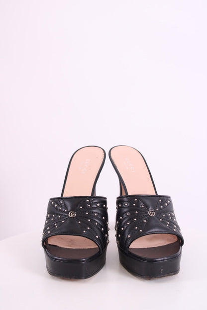 Gucci GG Studded Mule Heels Black 39 | DEFAULT TITLE, Black