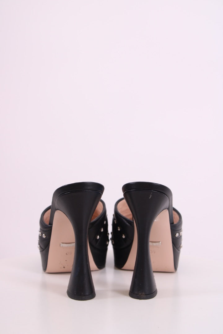 Gucci GG Studded Mule Heels Black 39 | DEFAULT TITLE, Black
