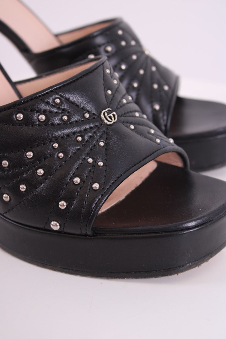 Gucci GG Studded Mule Heels Black 39 | DEFAULT TITLE, Black