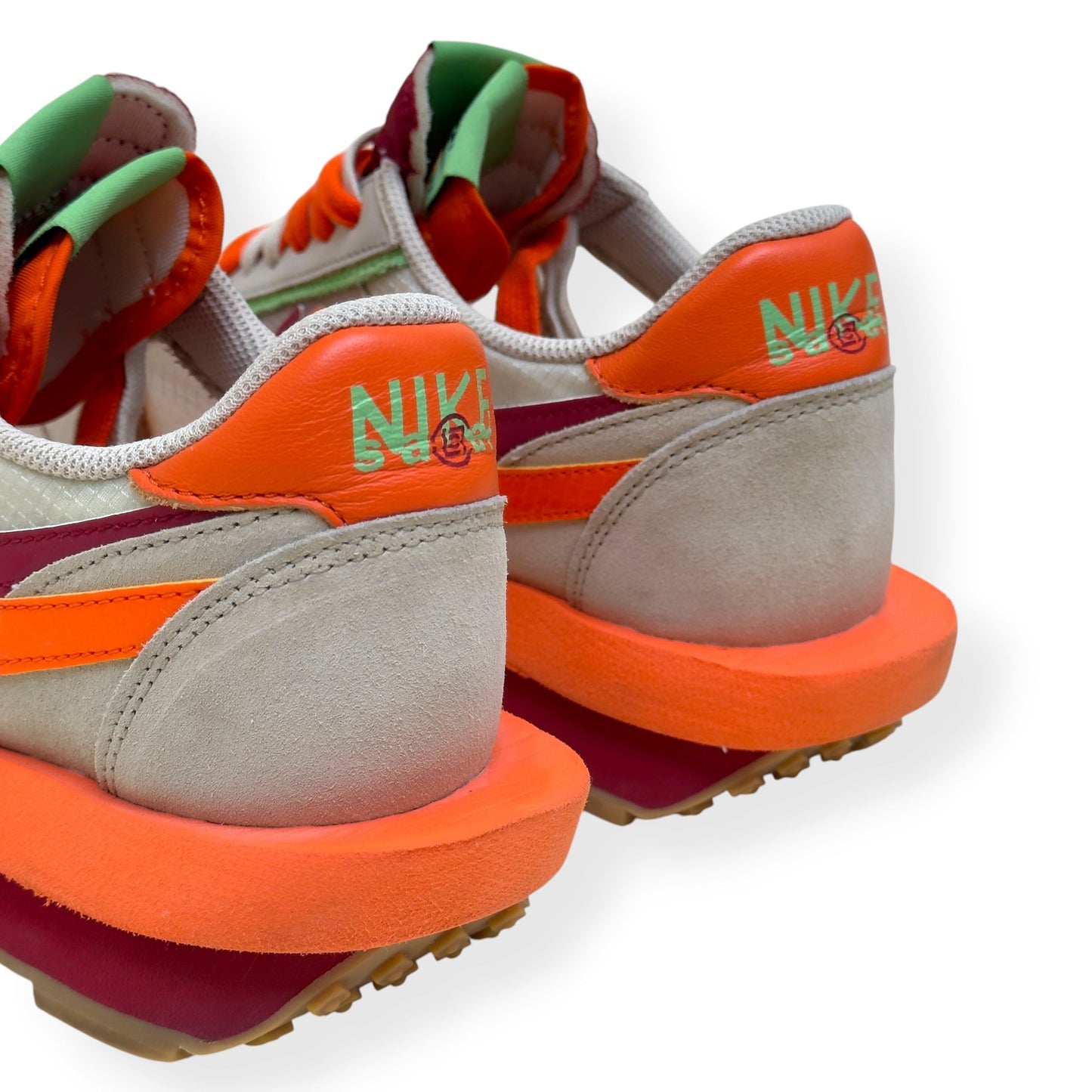 NIKE X SACAI X CLOT LDWAFFLE SNEAKER NET ORANGE BLAZE UK8 | UK 8, Orange