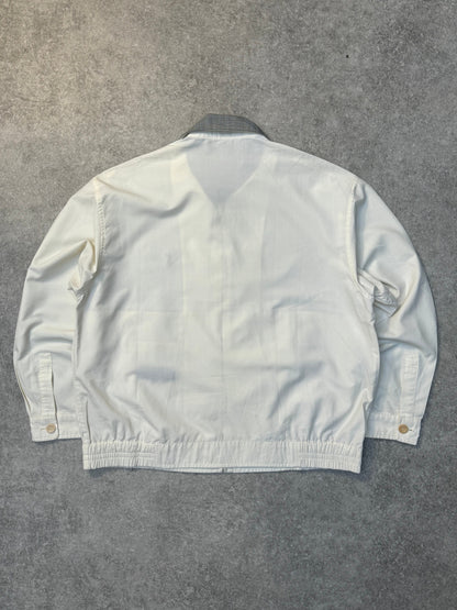 Yves Saint Laurent Check Collar Lightweight White Cotton Harrington Jacket