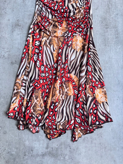 Animal Print Orange Halter Dress