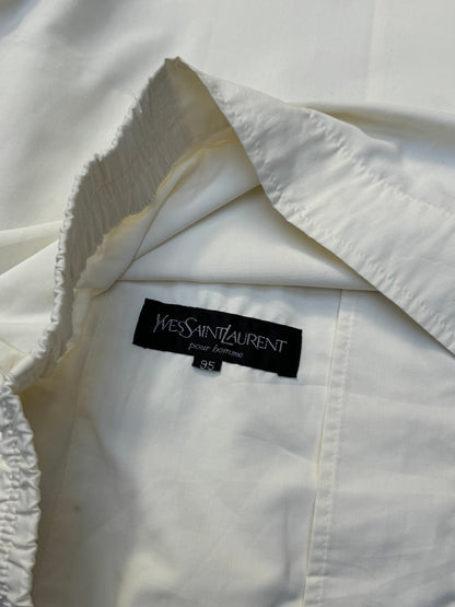 Yves Saint Laurent Check Collar Lightweight White Cotton Harrington Jacket