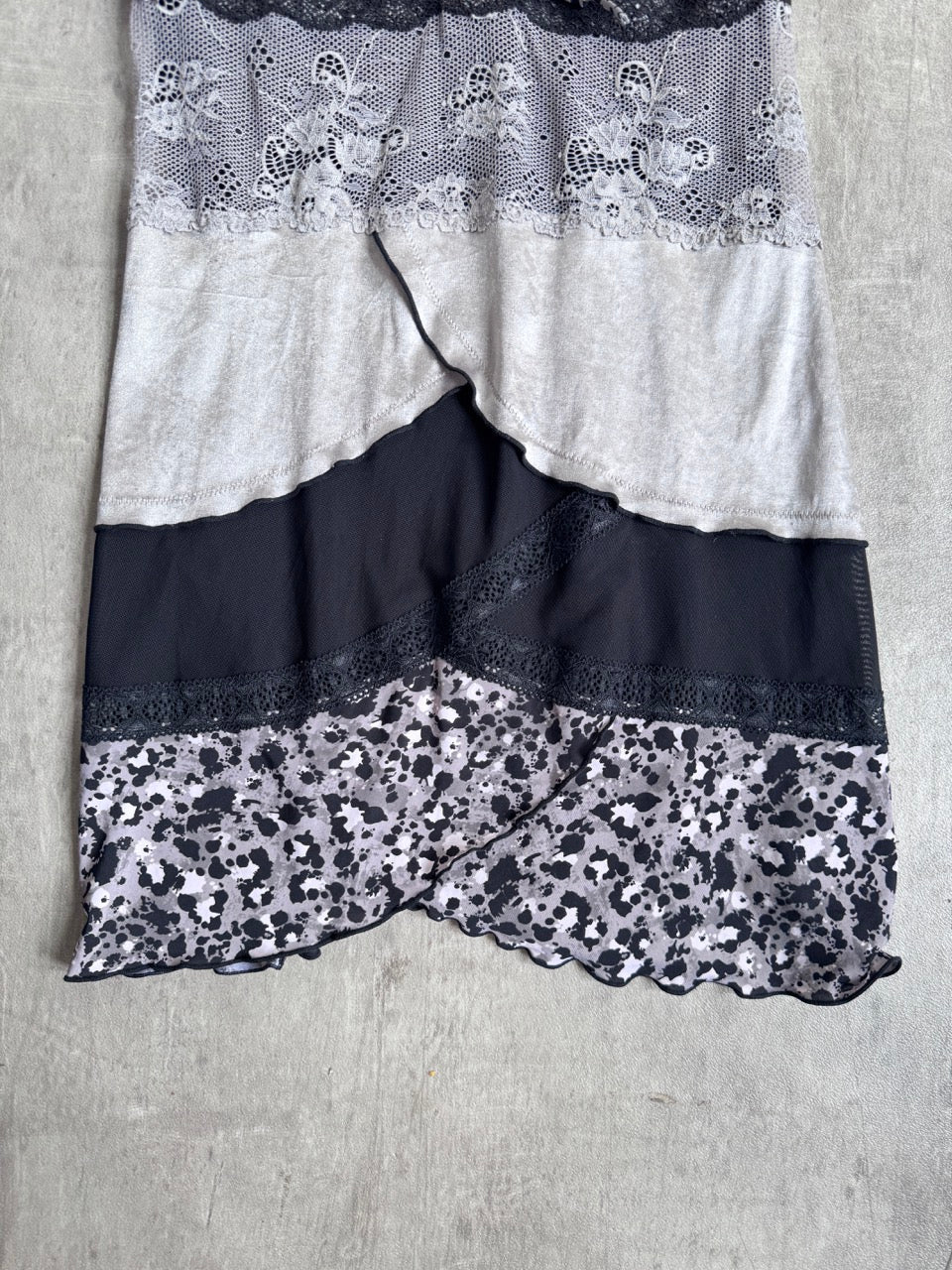 Lace Layered Grey Printed Cami Top