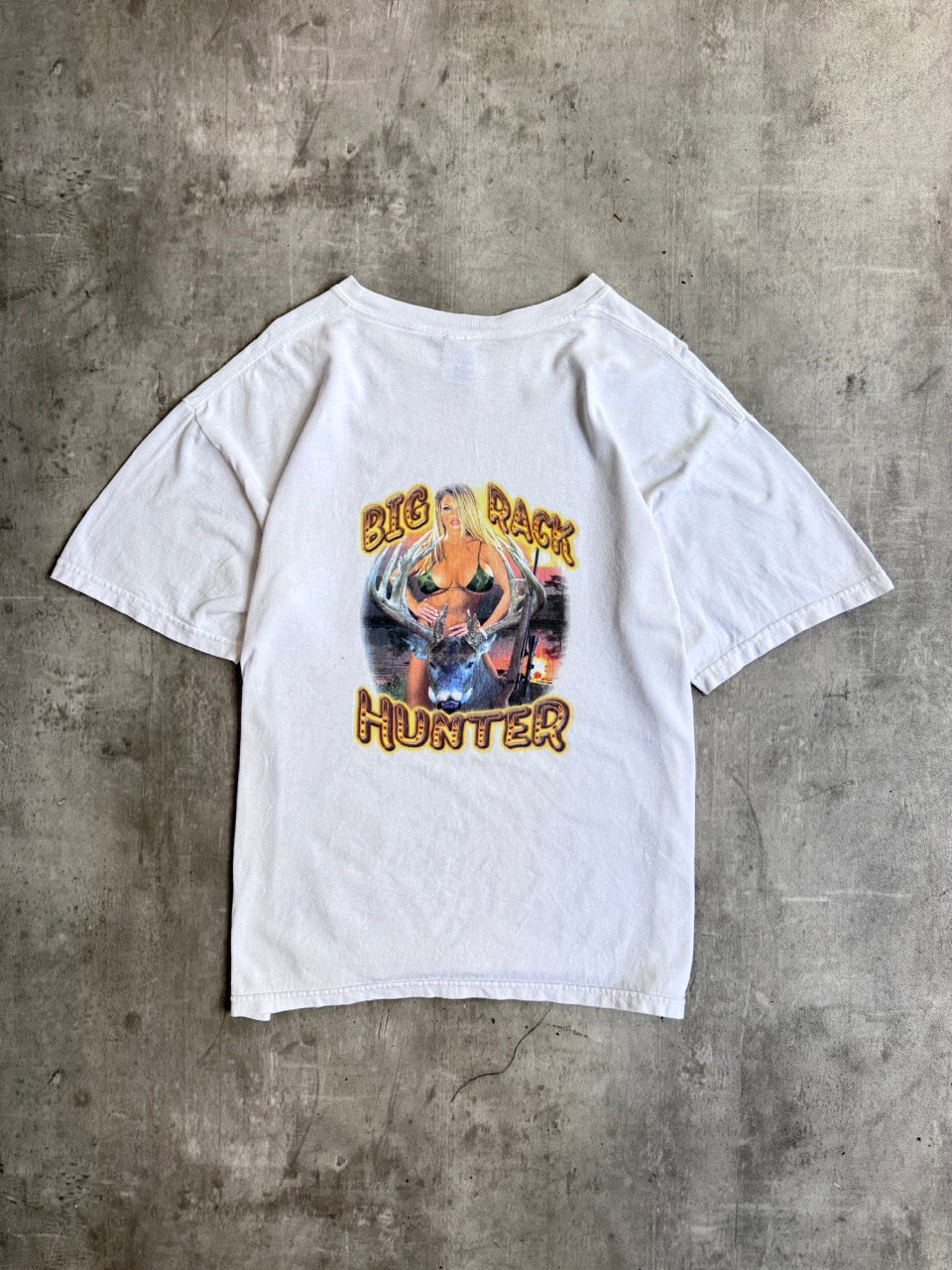 00s 'Big Rack Hunter' White Graphic Tee