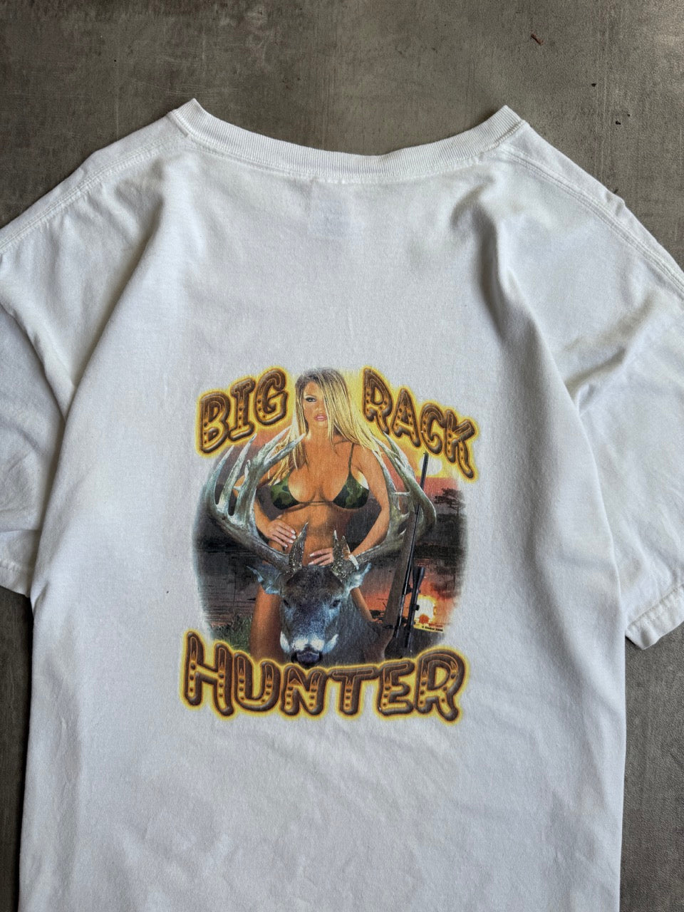00s 'Big Rack Hunter' White Graphic Tee
