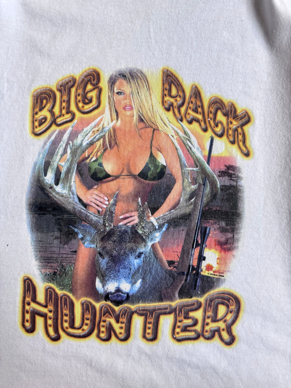 00s 'Big Rack Hunter' White Graphic Tee