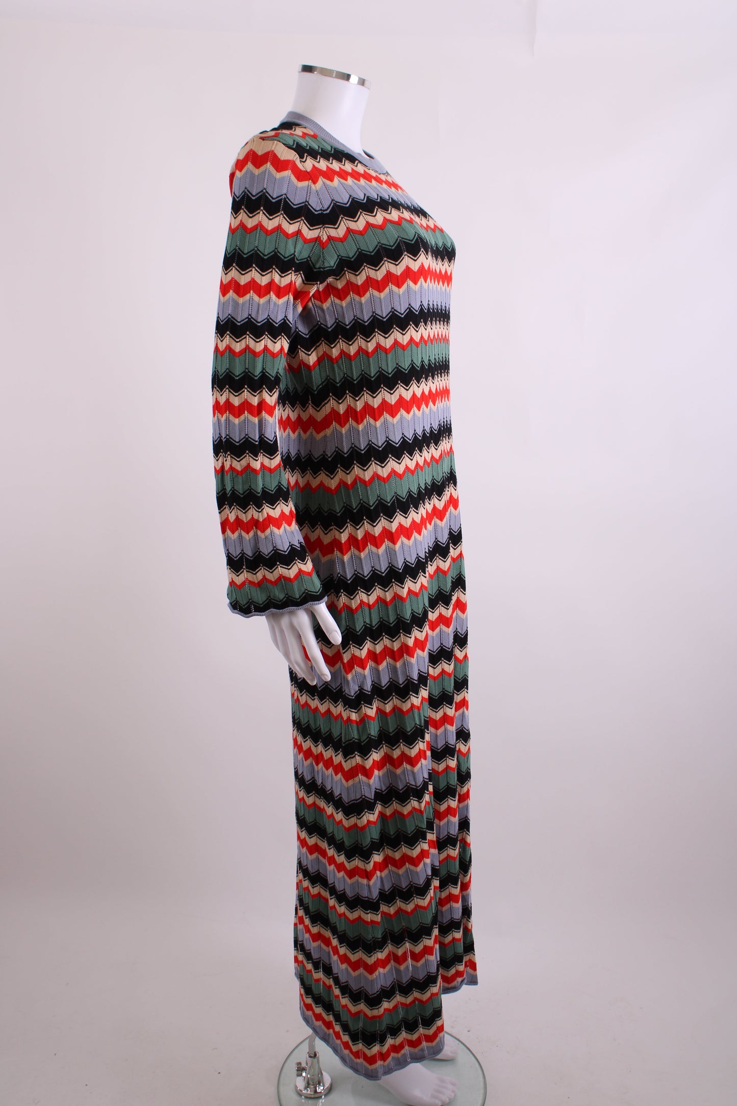 Rixo L/S Chevron Knit Dress Red/ Cream 10 | O/S, Cream