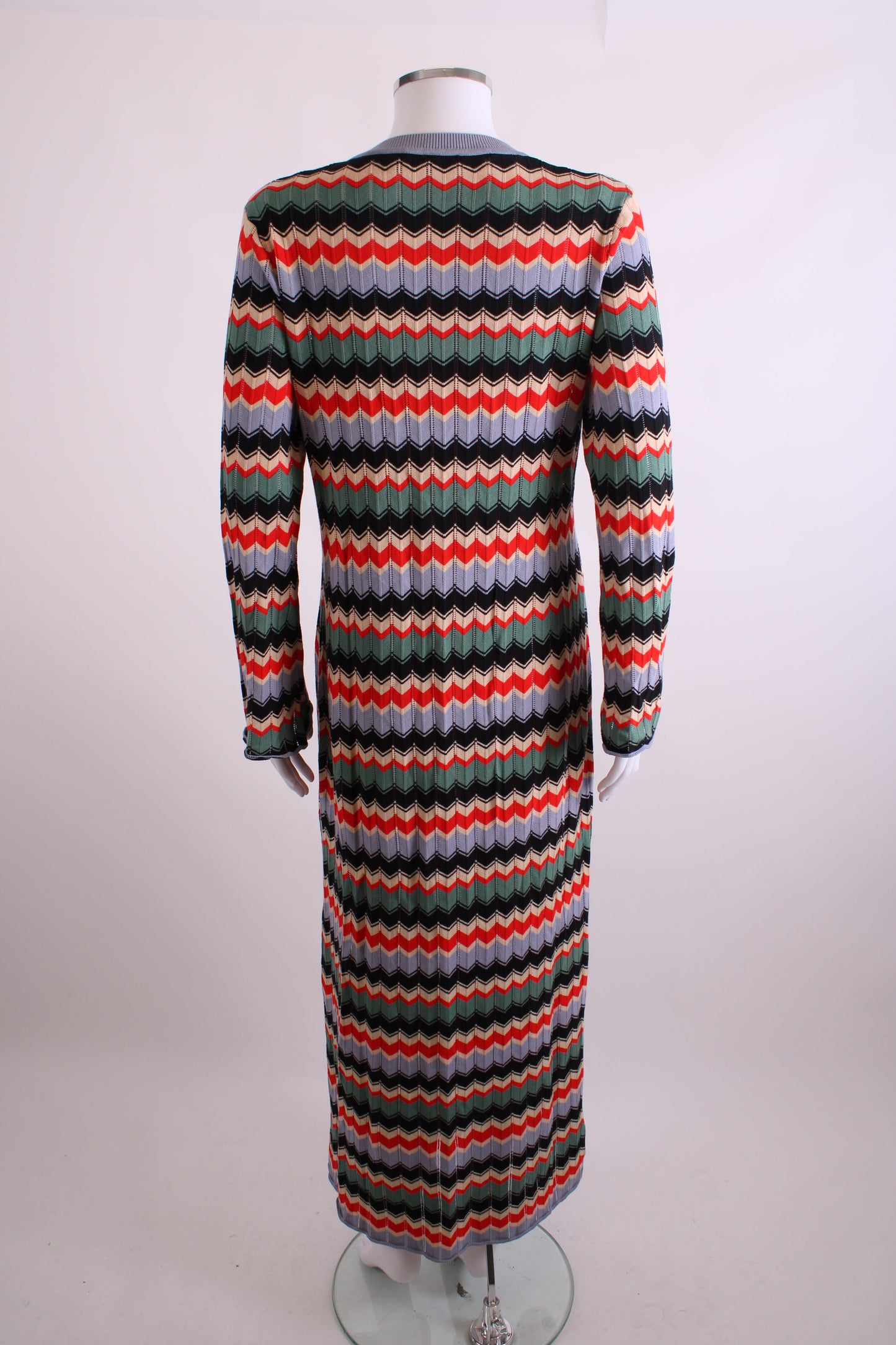 Rixo L/S Chevron Knit Dress Red/ Cream 10 | O/S, Cream