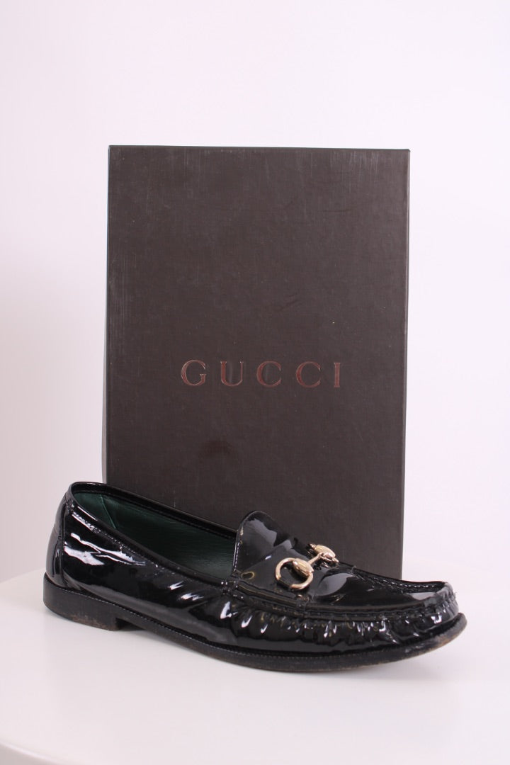 Gucci Patent Horsebit Loafers Black 41 | DEFAULT TITLE, Black