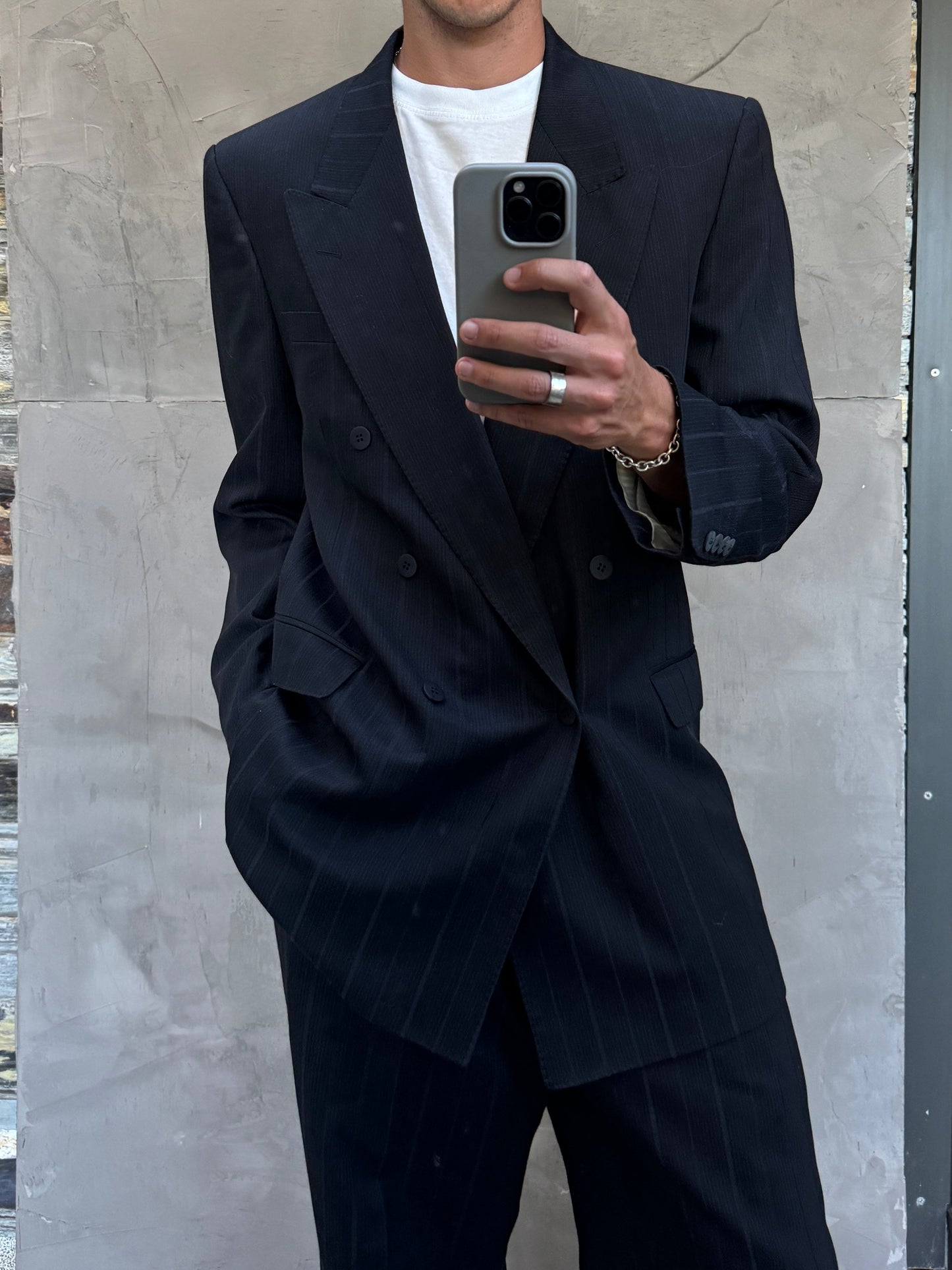 Yves Saint Laurent Pour Homme FW1986 Pinstripe Suit - L | Large, Blue
