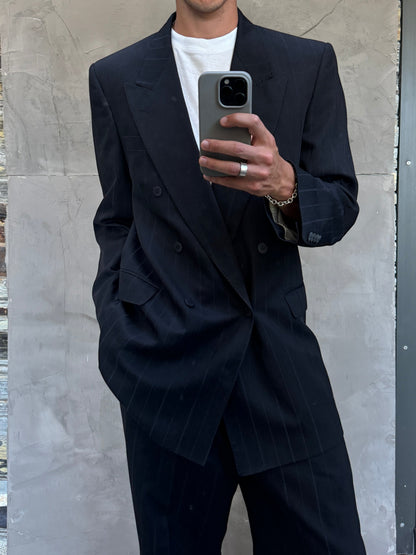 Yves Saint Laurent Pour Homme FW1986 Pinstripe Suit - L | Large, Blue