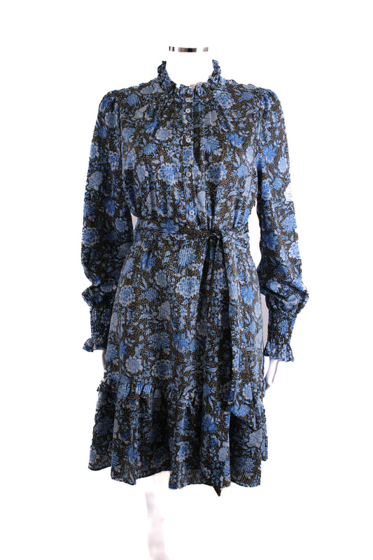 ME+EM L/S Floral Dress Blue/ Black 12 | O/S, Black