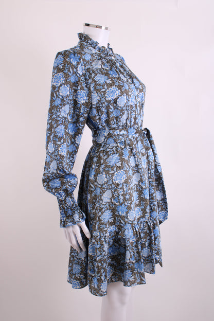 ME+EM L/S Floral Dress Blue/ Black 12 | O/S, Black