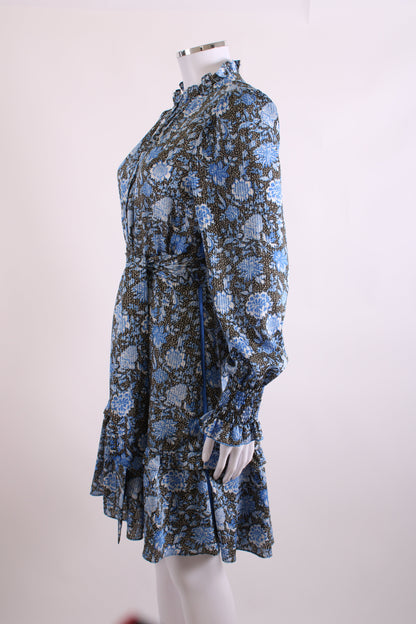 ME+EM L/S Floral Dress Blue/ Black 12 | O/S, Black