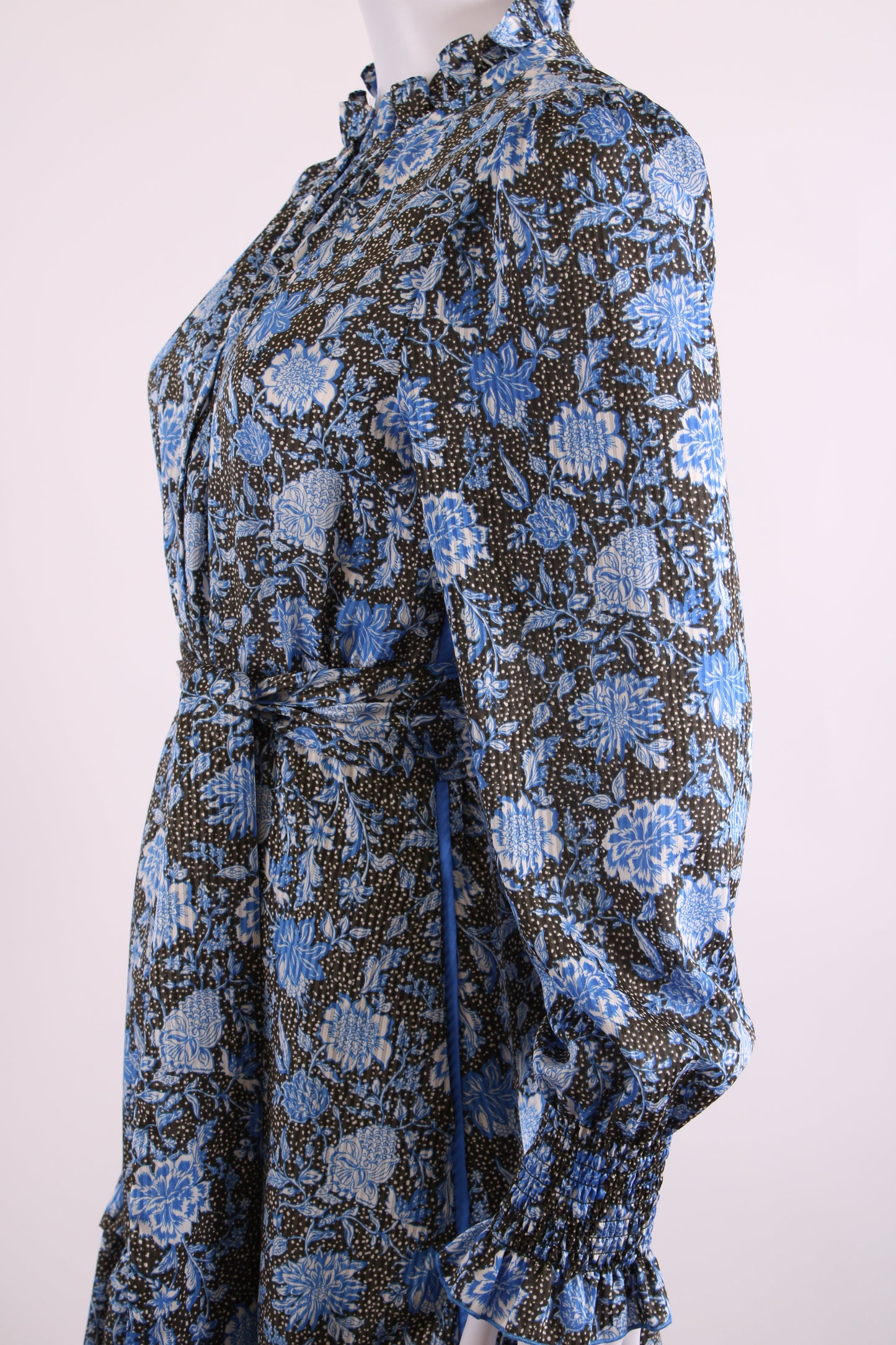 ME+EM L/S Floral Dress Blue/ Black 12 | O/S, Black