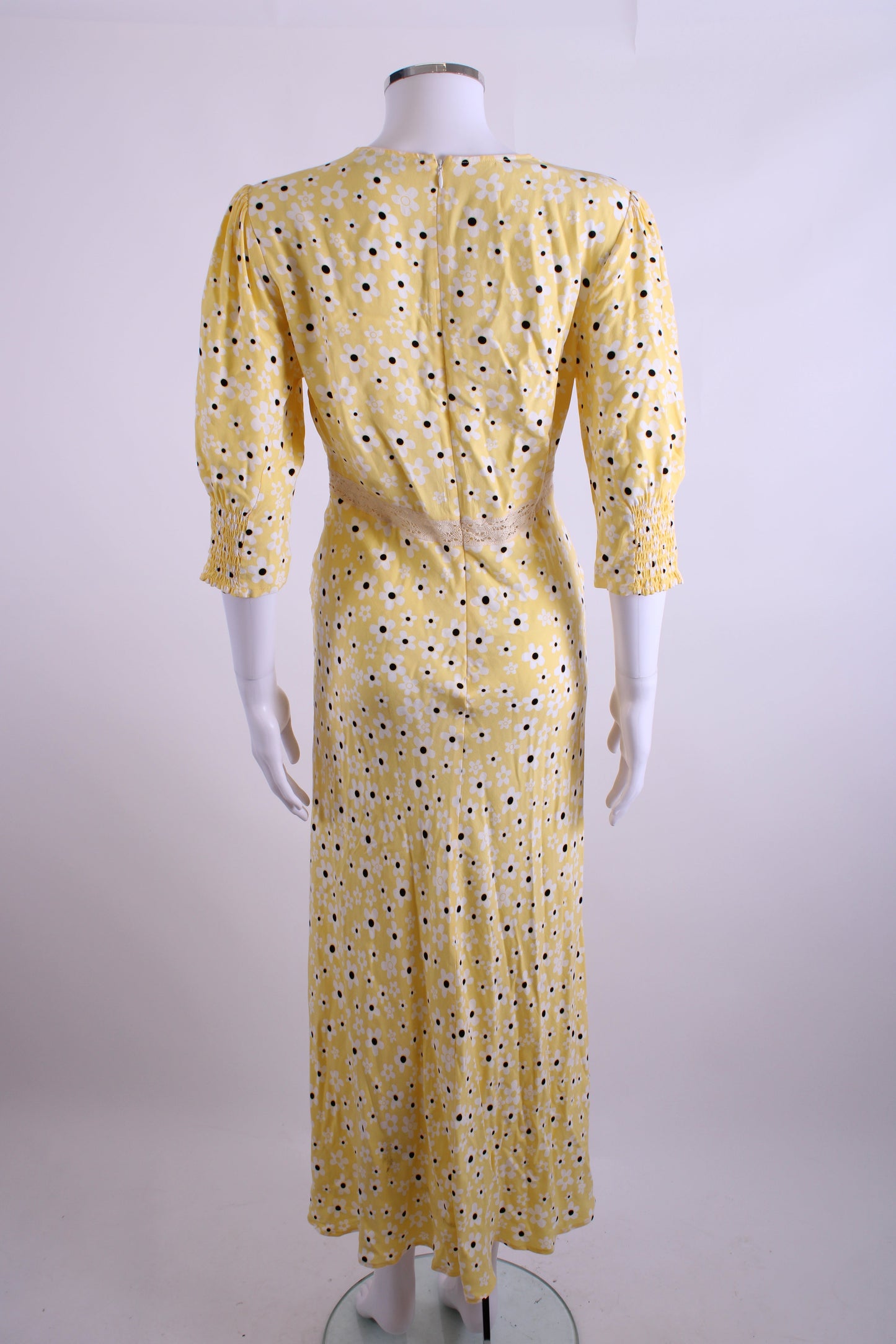 Rixo S/S Flower Print Dress Yellow/ White 10 | O/S, White