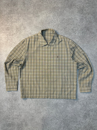 Yves Saint Laurent Beige Check Lightweight Cotton Harrington Jacket