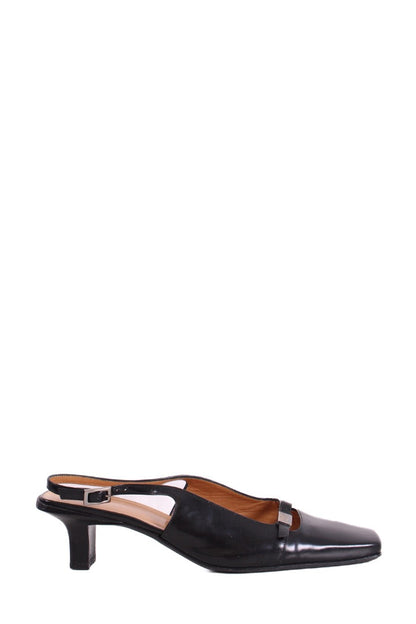 Gucci Square Toe Slingback Heels Black 40.5 | DEFAULT TITLE, Black