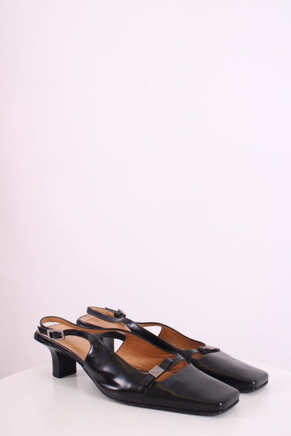 Gucci Square Toe Slingback Heels Black 40.5 | DEFAULT TITLE, Black