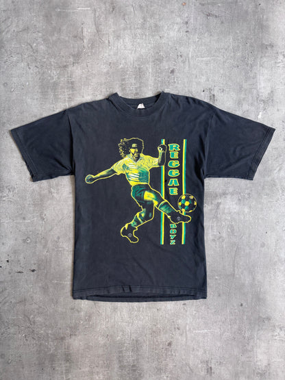 Reggae Boyz Faded Black Graphic Tee | Extra Large, Multicoloured